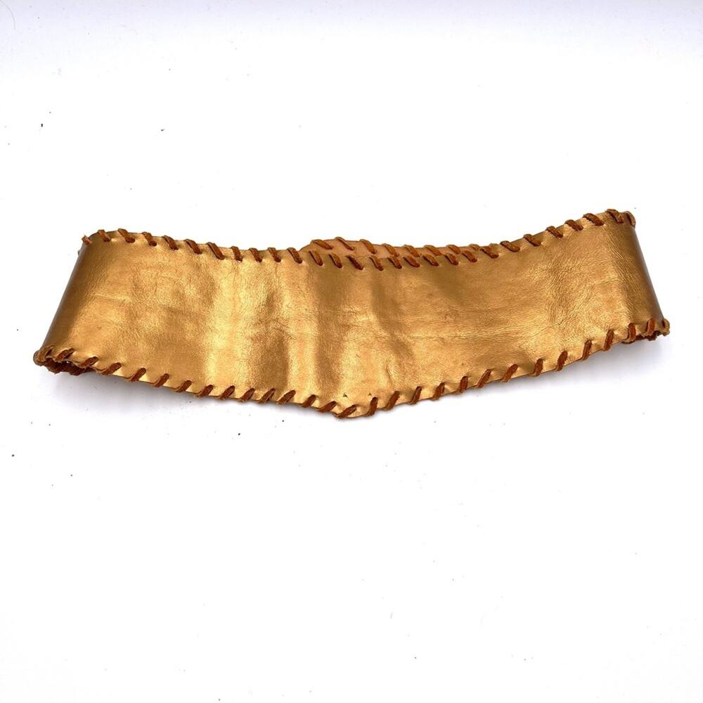 BOHO bronze-gold tone genuine leather wide belt size 31" long